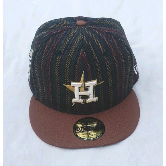 New Era Houston Astros Herringbone 50 Years 59FIFTY Fitted Hat Cap 7 1/2 Brown - Picture 1 of 5